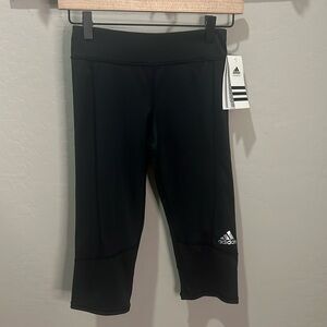 Adidas Girls Size Medium Legging Sport Pants Climalite Capri Black Spandex Yoga